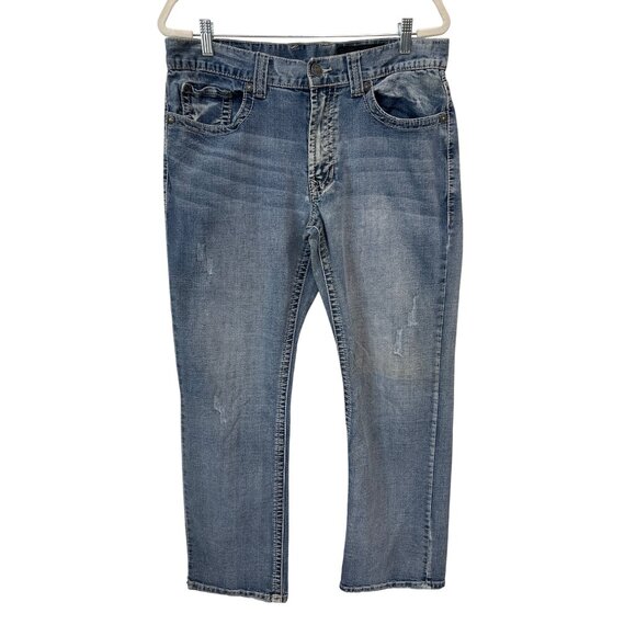 Axel Weston Jeans Size 34x32 Denim Distressed Light Wash Classic 5 Pocket Y2K - Picture 1 of 10